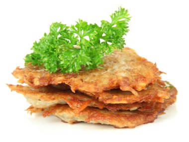 patates gözlemesi, üzerinde beyaz izole
