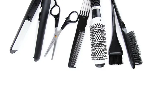 Outils professionnels pour coiffeur, isolés sur blanc — Photo