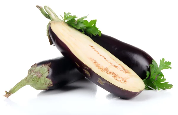 Fresh eggplants isolated on white — Stock Photo, Image