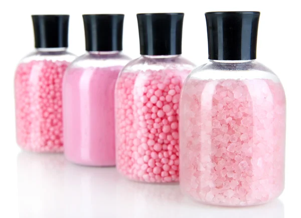 Minerales de aromaterapia: sal de baño colorida aislada en blanco —  Fotos de Stock