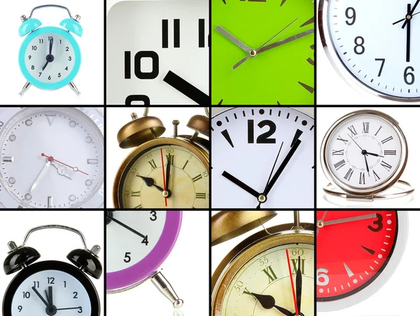 Collage of different clocks — Stock Photo, Image