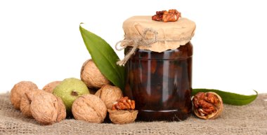 Çuvallama üzerine reçel kavanozu