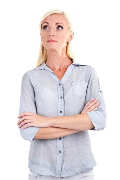 Retrato de mulher de negócios isolado no branco — Fotografia de Stock