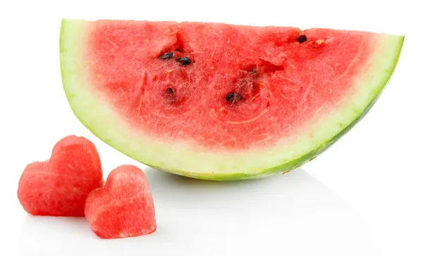 Verse rijpe watermeloen geïsoleerd op wit — Stockfoto