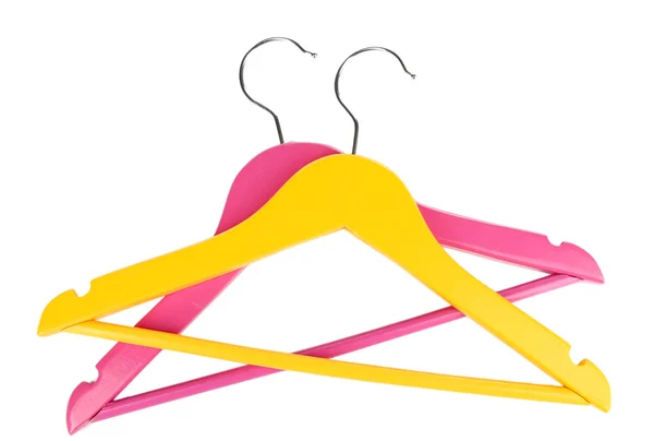 Colorful clothes hangers isolated on white — Stock Photo, Image