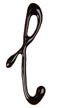 küçük harf çikolata şurubu, beyaz izole yapılmış alfabesi