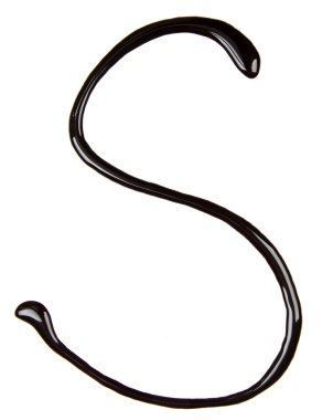 çikolata şurubu, beyaz izole yapılmış alfabesinde büyük harf.