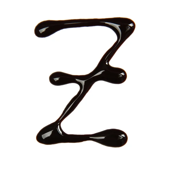 Small letter of alphabet made from chocolate syrup, isolated on white — Stock Photo, Image