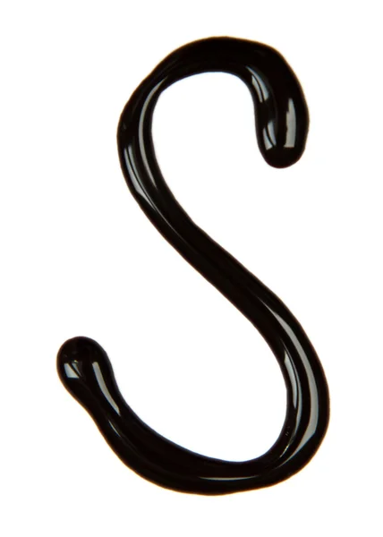 Lettera di alfabeto a base di sciroppo di cioccolato, isolato su bianco — Foto Stock