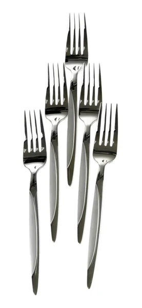 Um conjunto de garfos isolados em branco — Fotografia de Stock