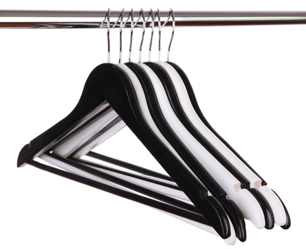 Black and white clothes hangers isolated on white — Stock Photo, Image