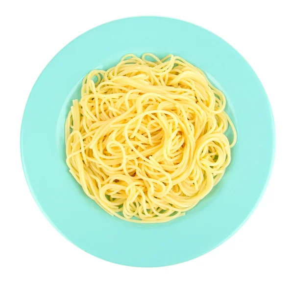 Italian spaghetti in plate isolated on white — Zdjęcie stockowe