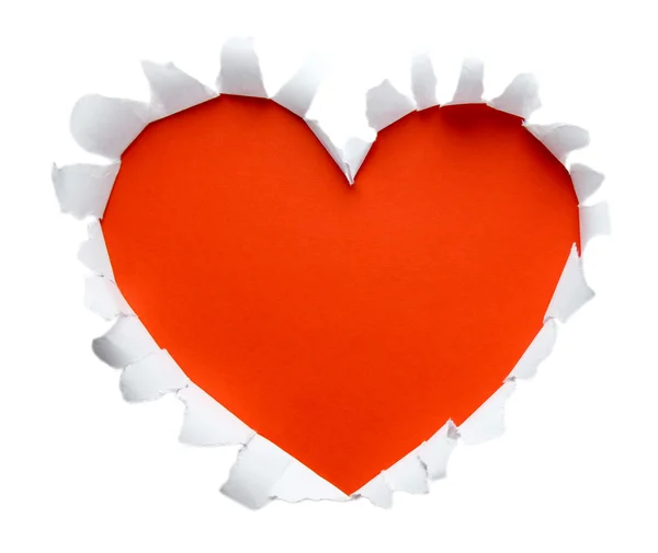 Beautiful torn paper in heart shape symbol — Stock Photo, Image