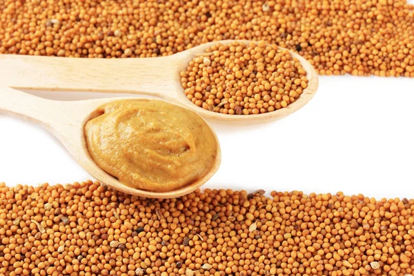 Mustard seeds isolated on white — Stock Photo, Image