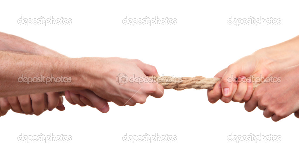 Tug of war, isolated on white