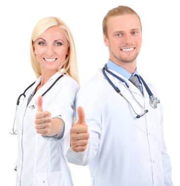 tıbbi çalışanlar üzerinde beyaz izole