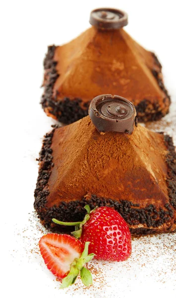 Heerlijke chocolade cake geïsoleerd op wit — Stockfoto