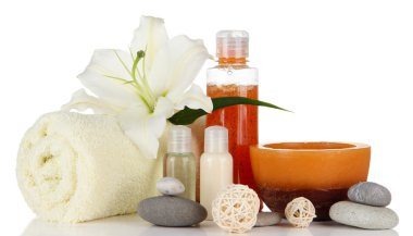 beyaz izole lily ile güzel bir spa ayarı