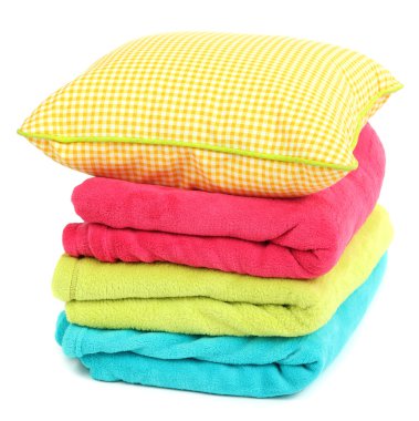 renkli kareli ve yastık üstüne beyaz izole