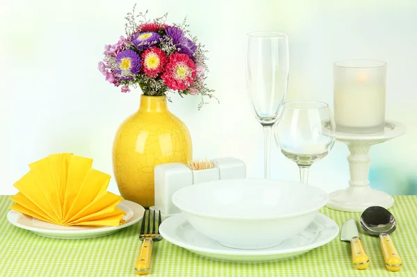 Beautiful table setting for breakfast — Stock Photo, Image