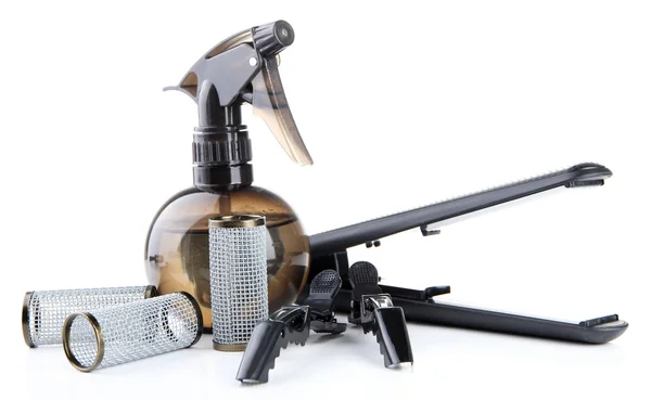 Professionella hårfrisörverktyg, isolerade på vitt — Stockfoto