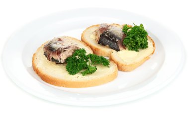 beyaz izole scomber ile lezzetli sandviçler