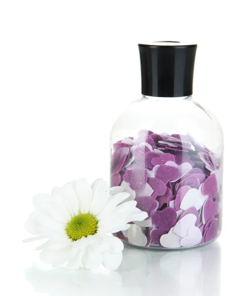 Aromaterapi mineral - beyaz izole renkli banyo tuzu — Stok fotoğraf