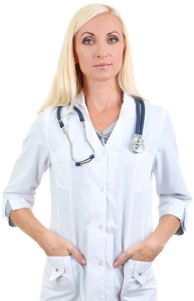 Trabajador médico aislado en blanco — Foto de Stock