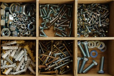 metal ahşap kutu cıvata, vida ve somunlar kapat