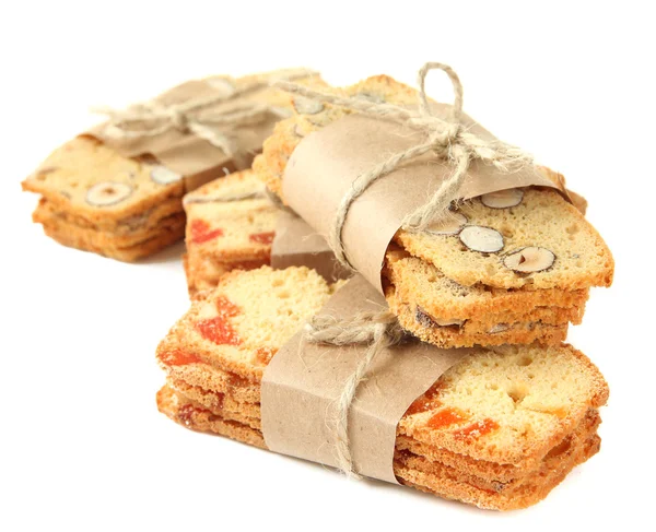 Biscotti con noci e canditi, isolati su bianco — Foto Stock