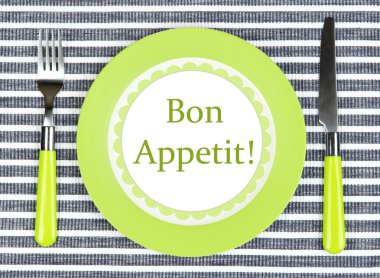 bıçak, renk tabak ve çatal, renkli arka plan üzerinde