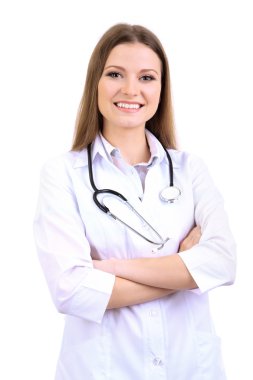 sağlık çalışanı üzerinde beyaz izole