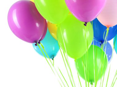 Beyaz üzerinde izole edilmiş renkli balonlar