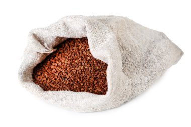 bez torba ile üzerine beyaz izole buğday