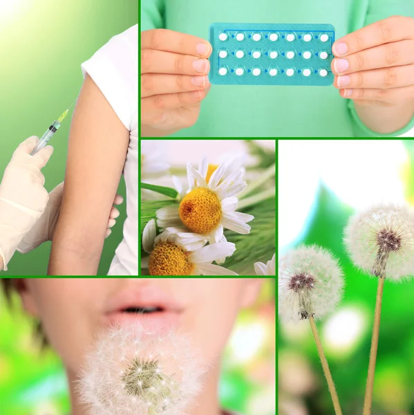 Collage de tema de la alergia — Foto de Stock