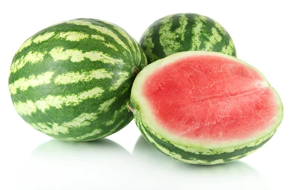 Ripe watermelons isolated on white — Stock Photo, Image