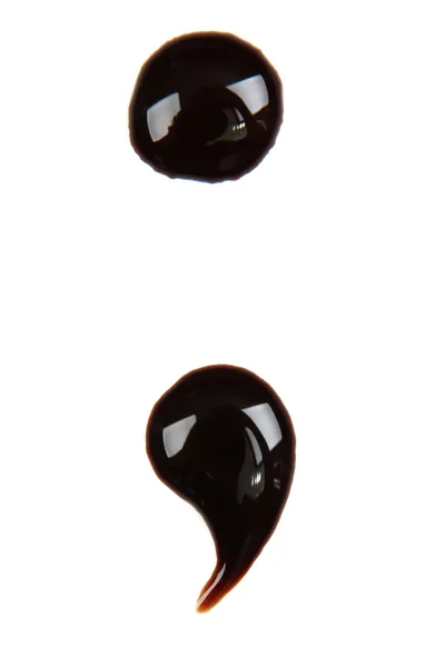 Punctuation mark made from chocolate syrup, isolated on white — Stock Photo, Image