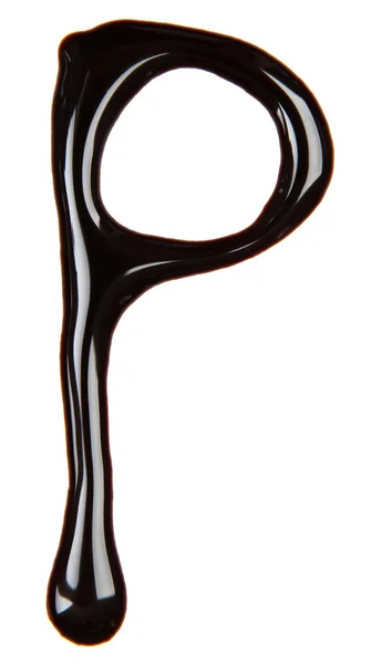 Apró betűs ábécé készült csokoládé szirupot, elszigetelt fehér — Stock Fotó