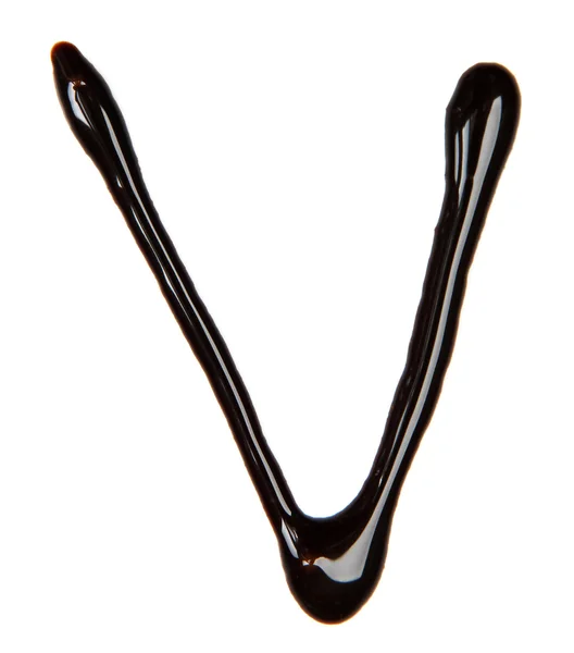 초콜릿 시럽, 흰색 절연에서 만든 알파벳의 편지 — 스톡 사진