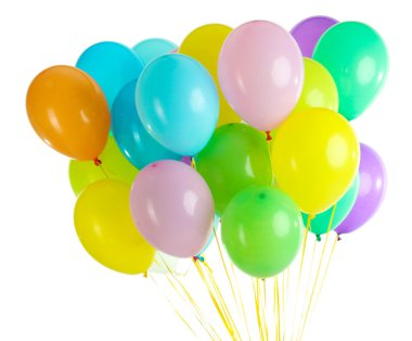 Beyaz üzerinde izole edilmiş renkli balonlar