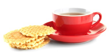 çay ile üzerine beyaz izole kurabiye