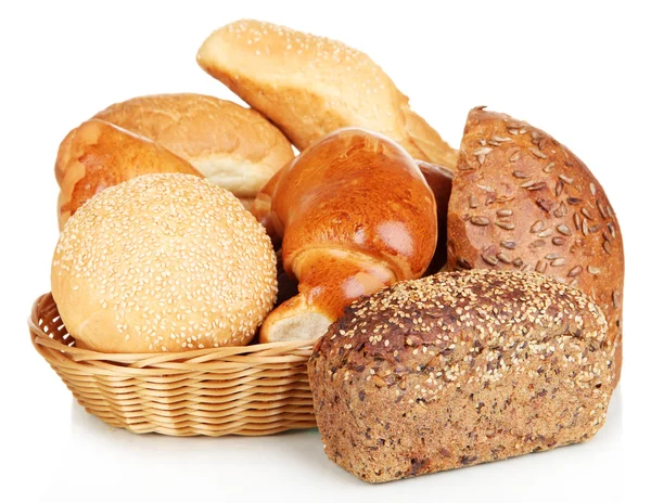 Verschiedene Brotsorten isoliert auf weiß — Stockfoto