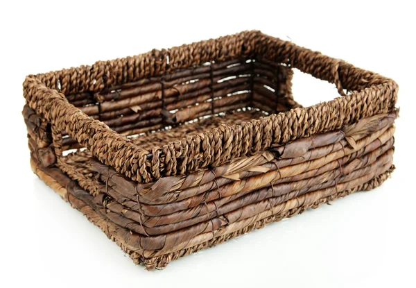 Wicker basket, isolated on white — Stock Photo, Image