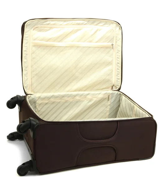 Open suitcase isolated on white — Stock Photo, Image