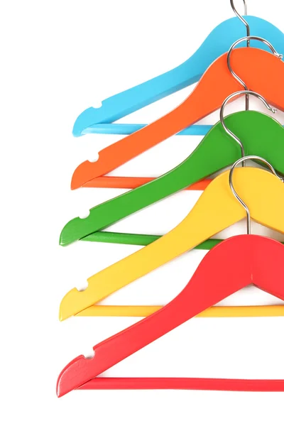 Colorful clothes hangers isolated on white — Stock Photo, Image