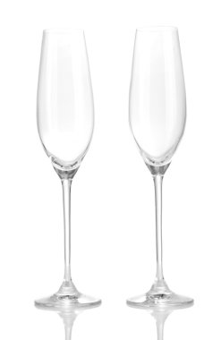 Şampanya bardağı, üzerinde beyaz izole