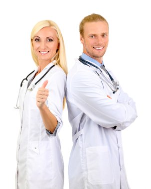 tıbbi çalışanlar üzerinde beyaz izole