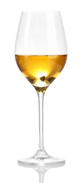 Wineglass with white wine, isolated on white — Stock Photo, Image