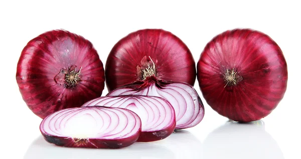 Fresh red onions isolated on white — Stock Photo, Image