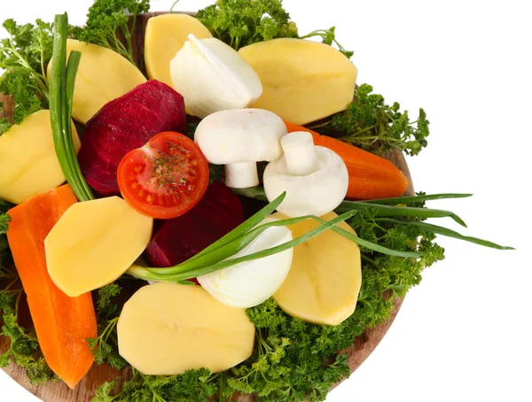 Viele geschälte Gemüse isoliert auf weiß — Stockfoto